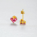 Gold Plated S925 Silver Pink Blue Aaaaa CZ Stud Earrings